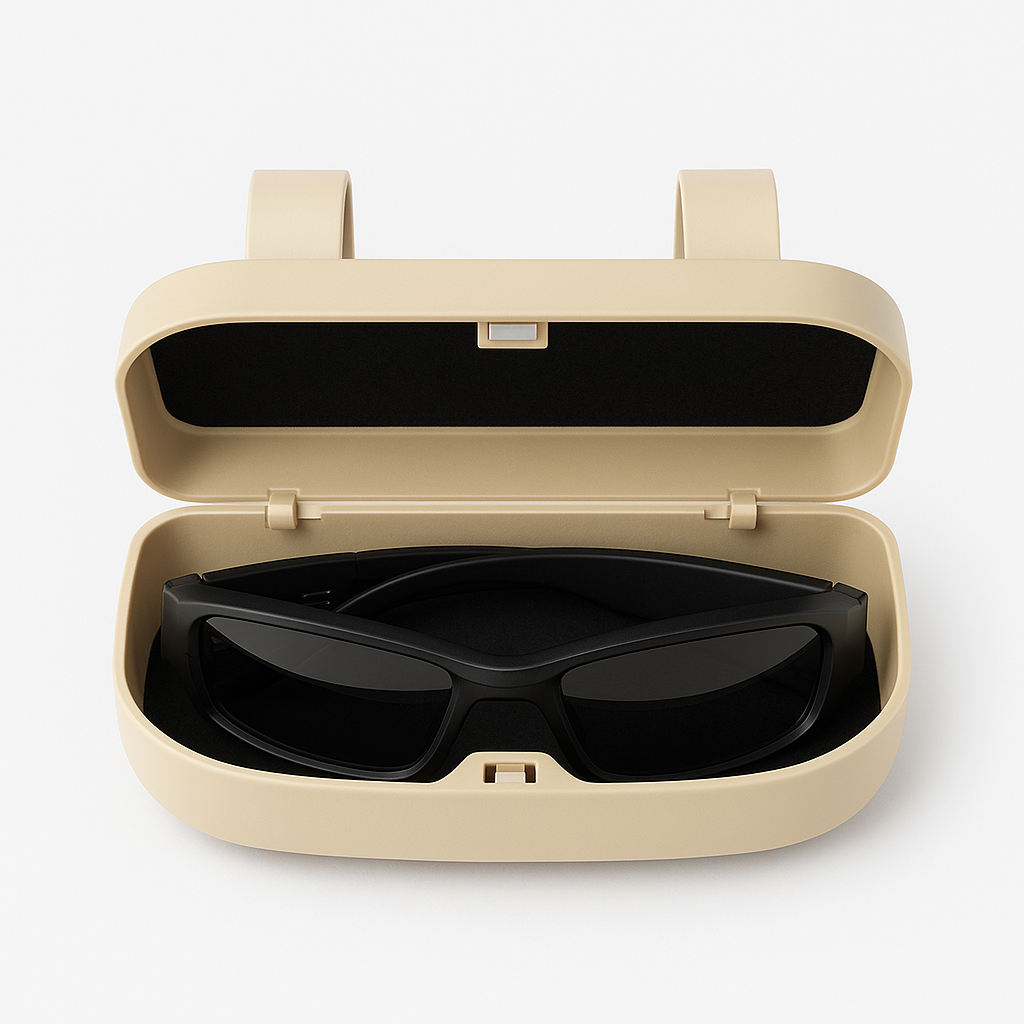 Boîte de Rangement pour Lunettes – Spéciale Voiture (Noir & Beige)