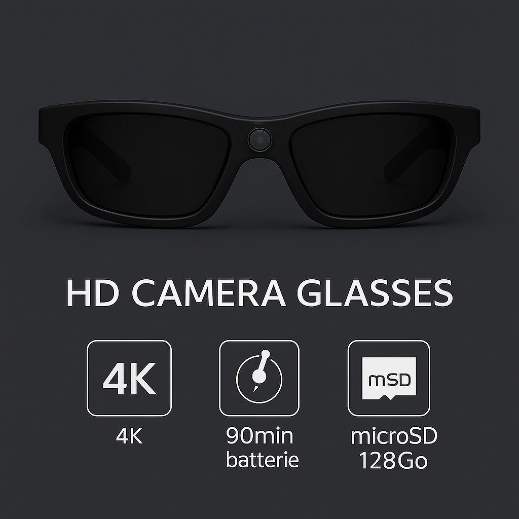 Lunettes Caméra 4K Discrètes et Multifonctions