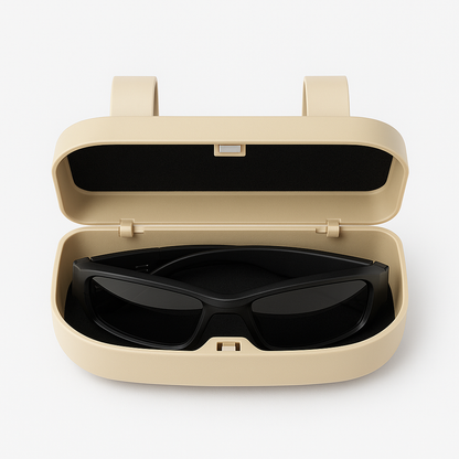 Boîte de Rangement pour Lunettes – Spéciale Voiture (Noir & Beige)